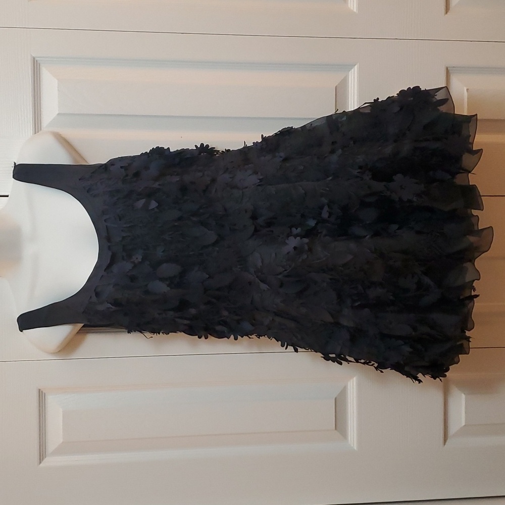 Diane Von Furstenberg | Floral Fringe Applique Cutout Silk Dress Sz. 8